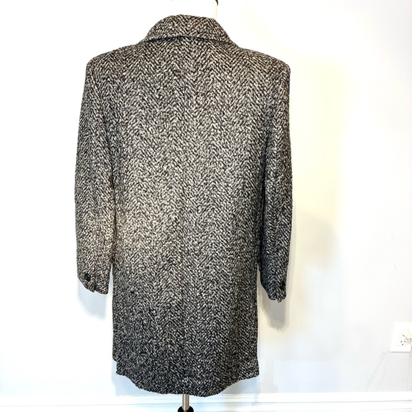 Italian Black and Gray Wool Women's Pea Coat, Size L - Picture 4 of 10